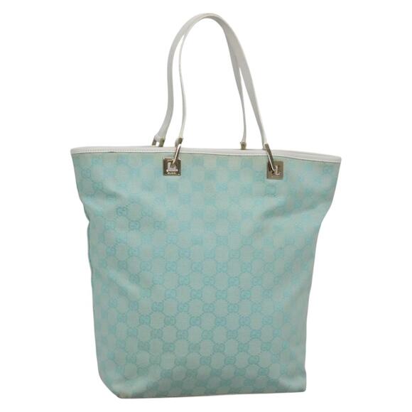 GUCCI GG Canvas Tote Bag Light Blue Gold 002 1098 002 1098 - Picture 1 of 16